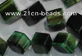 CTE1038 15.5 inches 11*11mm cube dyed green tiger eye beads