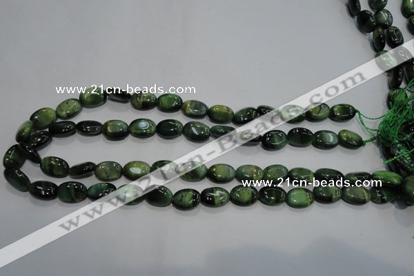 CTE1048 15.5 inches 10*14mm oval dyed green tiger eye beads