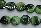 CTE1062 15.5 inches 12mm flat round dyed green tiger eye beads