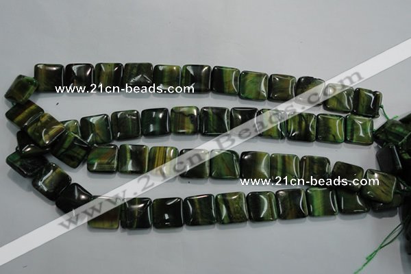 CTE1072 15.5 inches 15*15mm square dyed green tiger eye beads