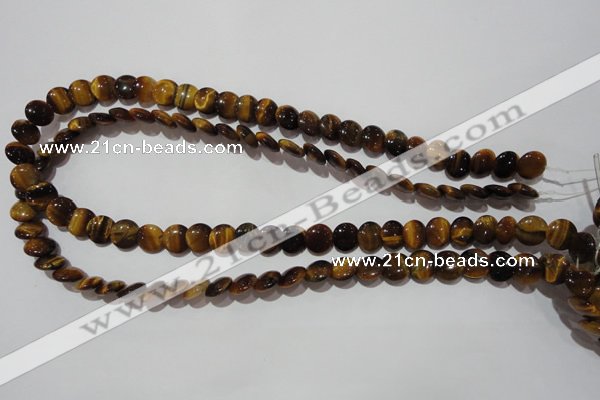 CTE1090 15.5 inches 10mm flat round yellow tiger eye beads