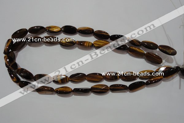 CTE1098 15.5 inches 10*20mm twisted & faceted oval yellow tiger eye beads