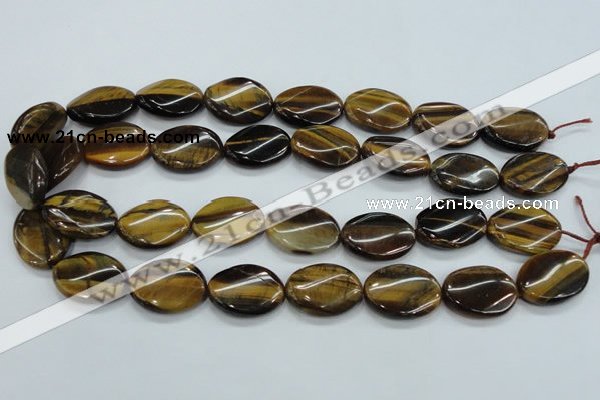 CTE110 15.5 inches 18*25mm twisted oval yellow tiger eye beads