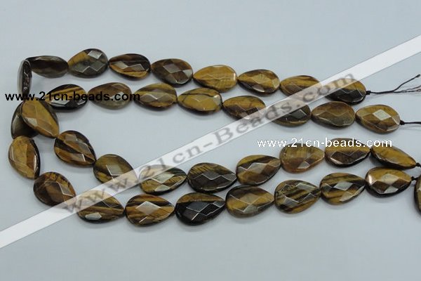 CTE111 15.5 inches 16*22mm faceted & flat teardrop yellow tiger eye beads