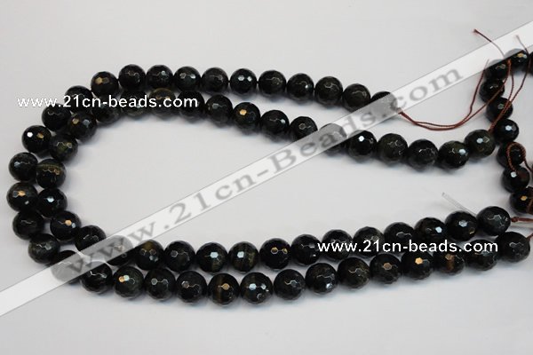 CTE1189 15.5 inches 12mm faceted round blue tiger eye beads