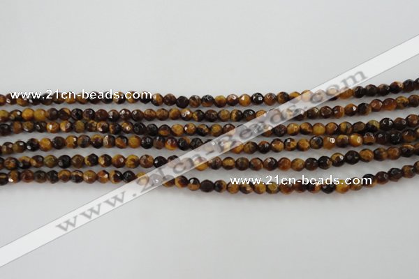 CTE1195 15.5 inches 4mm faceted round yellow tiger eye beads