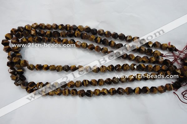 CTE1200 15 inches 6mm faceted nuggets yellow tiger eye beads