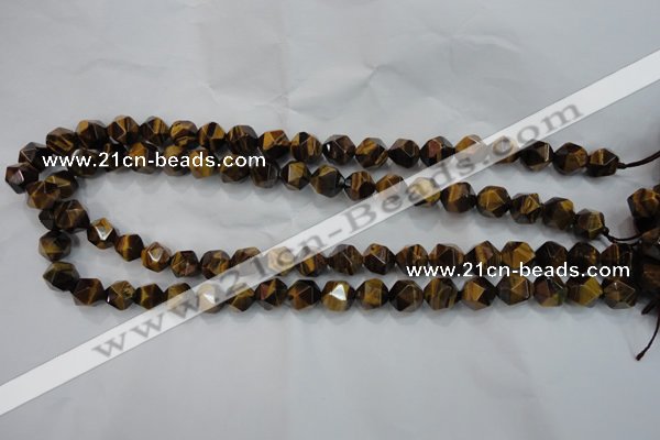 CTE1202 15 inches 10mm faceted nuggets yellow tiger eye beads