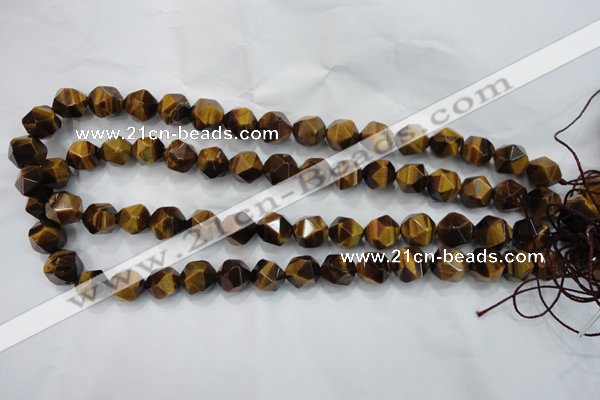 CTE1203 15 inches 12mm faceted nuggets yellow tiger eye beads