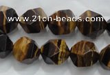 CTE1204 15 inches 14mm faceted nuggets yellow tiger eye beads