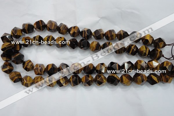 CTE1204 15 inches 14mm faceted nuggets yellow tiger eye beads