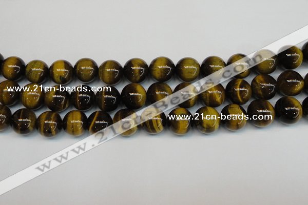 CTE1222 15.5 inches 14mm round AB+ grade yellow tiger eye beads