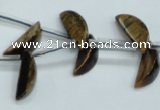 CTE124 6*17mm top-drilled moon yellow tiger eye beads wholesale