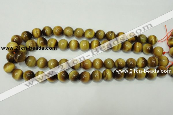 CTE131 15.5 inches 14mm round yellow tiger eye gemstone beads