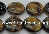 CTE1350 15.5 inches 20mm flat round yellow & blue tiger eye beads