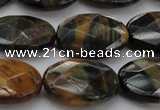 CTE1372 15.5 inches 15*20mm faceted oval yellow & blue tiger eye beads