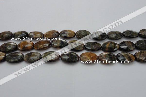 CTE1372 15.5 inches 15*20mm faceted oval yellow & blue tiger eye beads