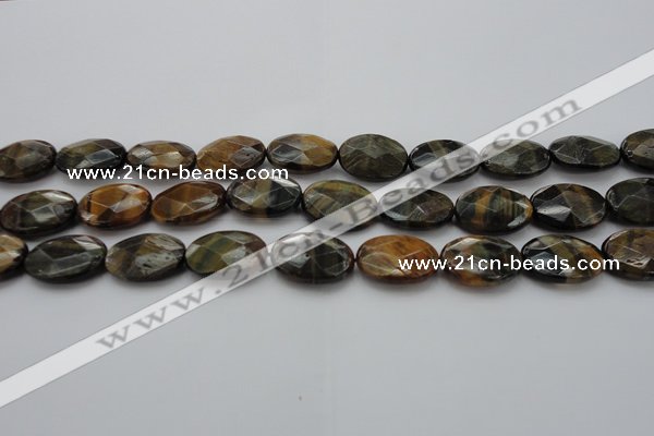 CTE1373 15.5 inches 18*25mm faceted oval yellow & blue tiger eye beads