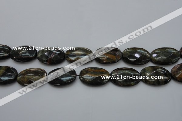 CTE1375 15.5 inches 25*35mm faceted oval yellow & blue tiger eye beads