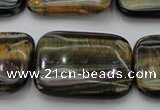 CTE1383 15.5 inches 25*35mm rectangle yellow & blue tiger eye beads