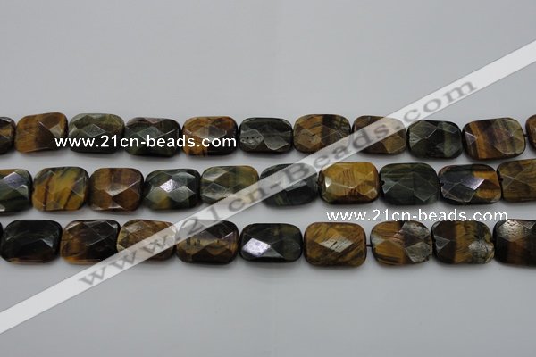 CTE1388 15.5 inches 15*20mm faceted rectangle yellow & blue tiger eye beads