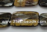 CTE1391 15.5 inches 25*35mm faceted rectangle yellow & blue tiger eye beads