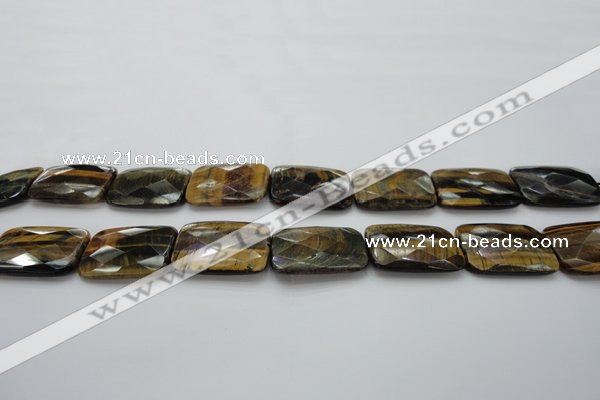 CTE1391 15.5 inches 25*35mm faceted rectangle yellow & blue tiger eye beads