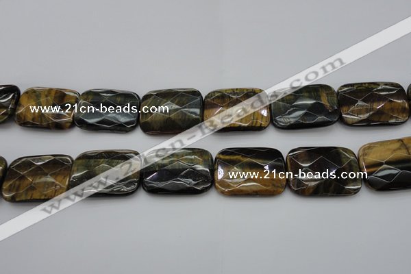 CTE1392 15.5 inches 30*40mm faceted rectangle yellow & blue tiger eye beads