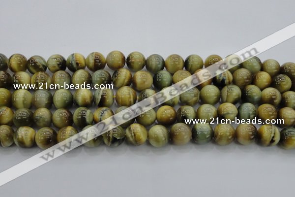 CTE1441 15.5 inches 6mm round golden & blue tiger eye beads