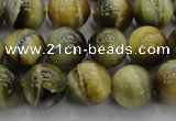 CTE1442 15.5 inches 8mm round golden & blue tiger eye beads