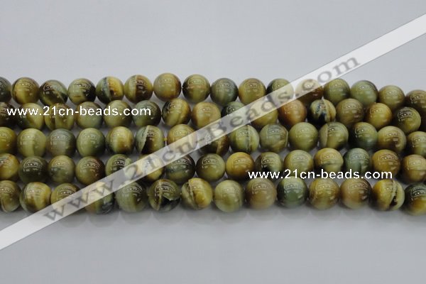 CTE1442 15.5 inches 8mm round golden & blue tiger eye beads