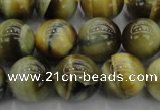 CTE1444 15.5 inches 12mm round golden & blue tiger eye beads