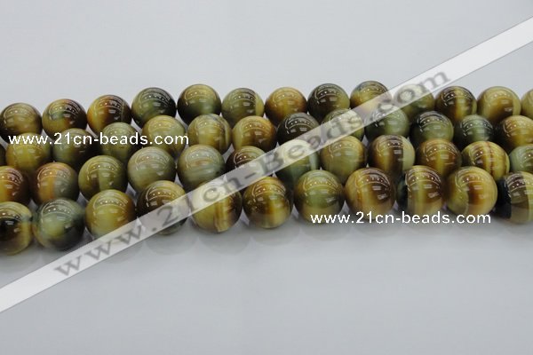 CTE1447 15.5 inches 18mm round golden & blue tiger eye beads