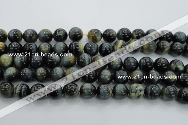 CTE1452 15.5 inches 8mm round golden & blue tiger eye beads