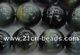 CTE1454 15.5 inches 12mm round golden & blue tiger eye beads