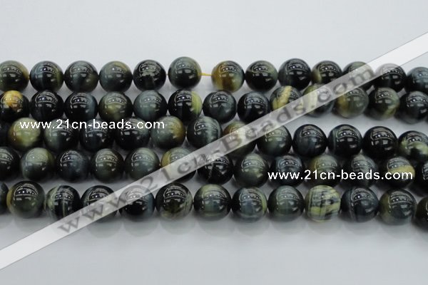 CTE1454 15.5 inches 12mm round golden & blue tiger eye beads