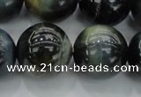 CTE1457 15.5 inches 18mm round golden & blue tiger eye beads