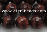 CTE1465 15.5 inches 14mm faceted round red tiger eye beads