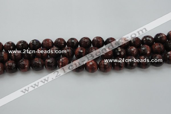 CTE1465 15.5 inches 14mm faceted round red tiger eye beads