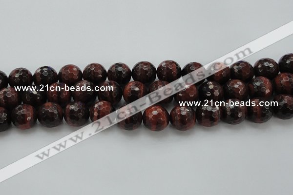 CTE1467 15.5 inches 18mm faceted round red tiger eye beads