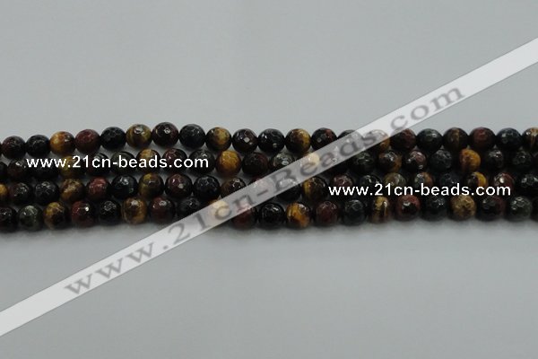 CTE1472 15.5 inches 8mm faceted round mixed tiger eye beads