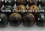 CTE1475 15.5 inches 14mm faceted round mixed tiger eye beads