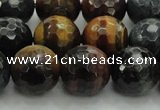 CTE1476 15.5 inches 16mm faceted round mixed tiger eye beads