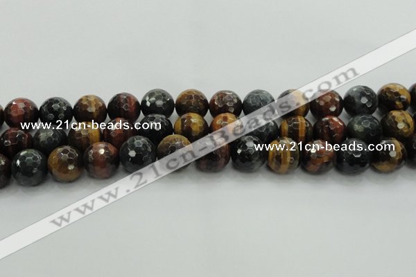 CTE1477 15.5 inches 18mm faceted round mixed tiger eye beads