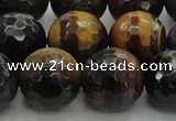 CTE1478 15.5 inches 20mm faceted round mixed tiger eye beads