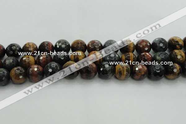CTE1478 15.5 inches 20mm faceted round mixed tiger eye beads