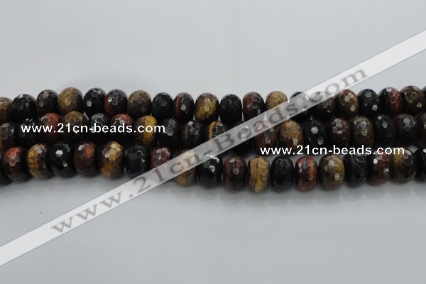 CTE1484 15.5 inches 8*14mm faceted rondelle mixed tiger eye beads