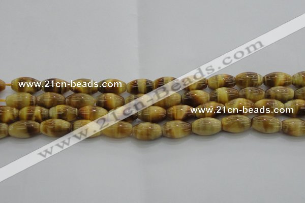 CTE1516 15.5 inches 8*12mm rice golden tiger eye beads wholesale