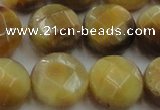 CTE1540 15.5 inches 18mm faceted coin golden tiger eye beads