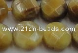 CTE1541 15.5 inches 20mm faceted coin golden tiger eye beads